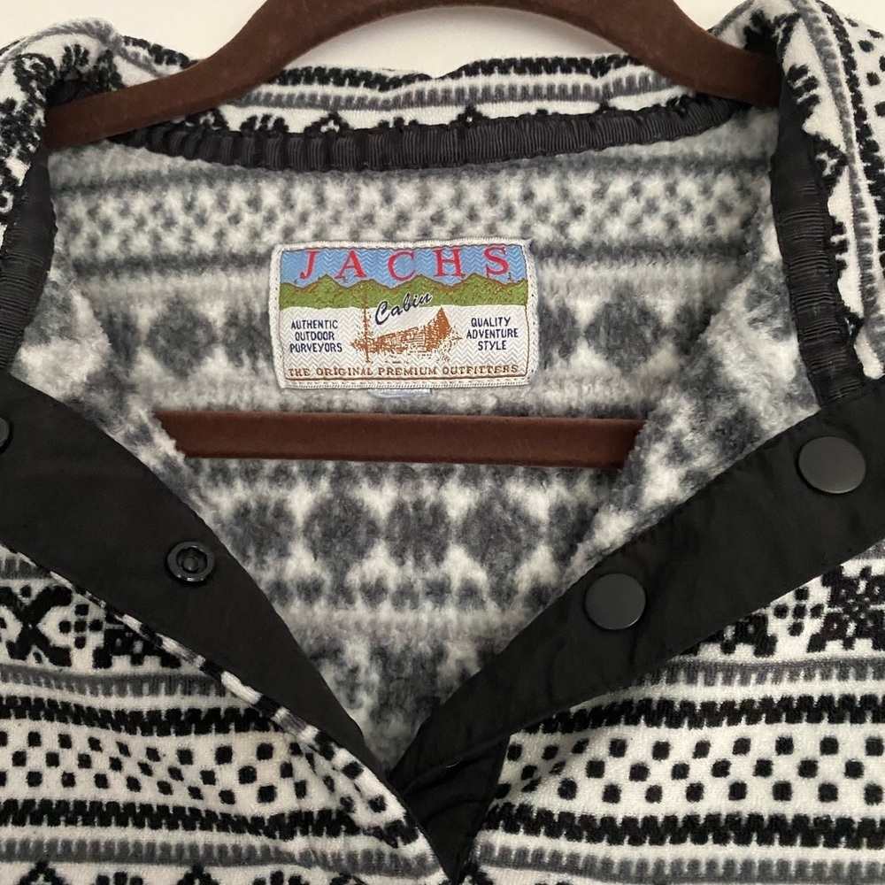 Jachs Cabin Black And White fleece Pullover New York Cabin Collection Size M - Picture 3 of 12